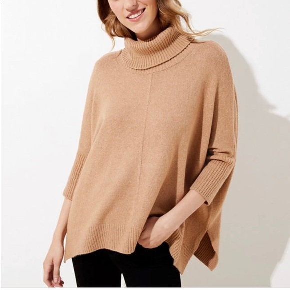 Loft Poncho Turtleneck Sweater Lxl 